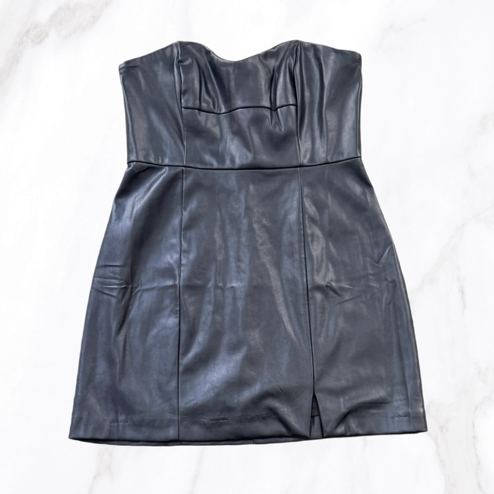Hutch Black Strapless Faux Leather Mini Dress,‎ Size 4